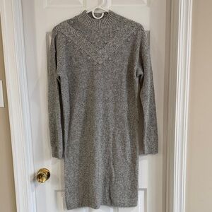 NWT LOFT Heather Gray Ribbed Long-Sleeve Knit Dress